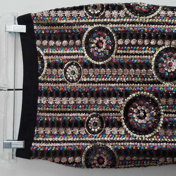 Endless Rose Multicolored Sequined Pencil Skirt Size Small Black Gold Rainbow - Picture 2 of 16
